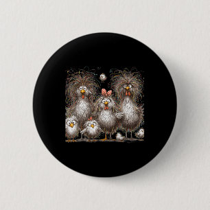 Funny Chicken Art Eagerlys Colourful  2 Inch Round Button