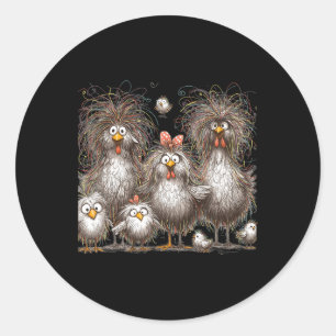 Funny Chicken Art Eagerlys Colourful  Classic Round Sticker