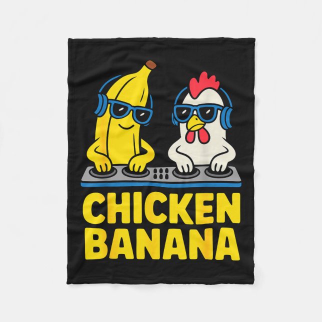 Funny Chicken Banana  Fleece Blanket (Front)