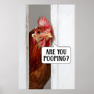 Funny Chicken Bathroom Print Toilet Humour AI Art