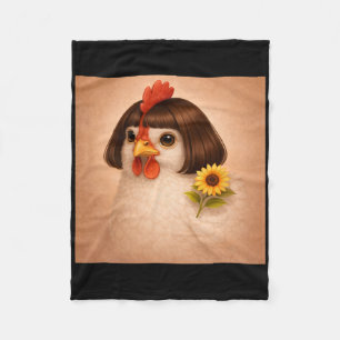 Funny Chicken Bob Haircut Meme Trending Bobcat Hai Fleece Blanket