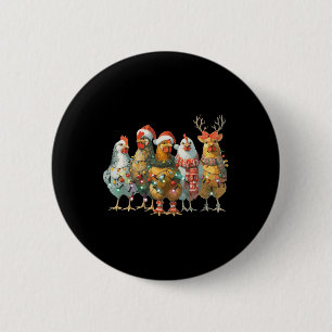 Funny Chicken Christmas Lights Farm Animal Cute Xm 2 Inch Round Button
