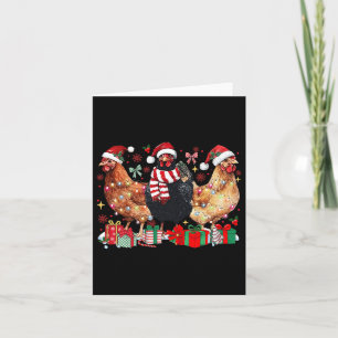 Funny Chicken Christmas Lights Farm Animal Cute Xm Card