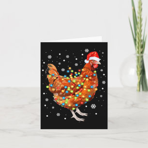 Funny Chicken Christmas Lights Farm Animal Cute Xm Card
