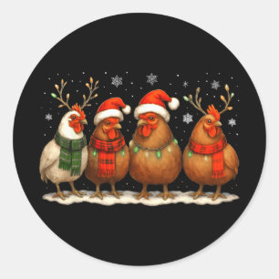 Funny Chicken Christmas Lights Farm Animal Cute Xm Classic Round Sticker