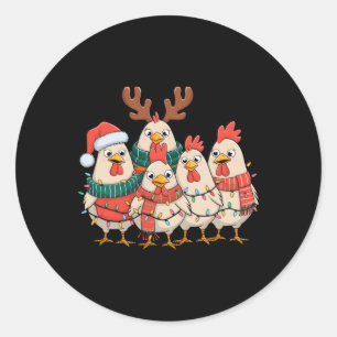 Funny Chicken Christmas Lights Farm Animal Cute Xm Classic Round Sticker