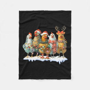Funny Chicken Christmas Lights Farm Animal Cute Xm Fleece Blanket