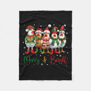 Funny Chicken Christmas Lights Farm Animal Cute Xm Fleece Blanket
