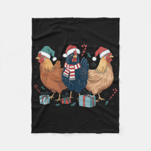Funny Chicken Christmas Lights Farm Animal Cute Xm Fleece Blanket