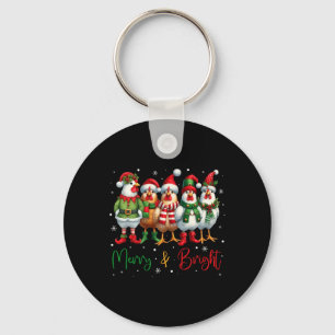 Funny Chicken Christmas Lights Farm Animal Cute Xm Keychain
