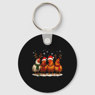 Funny Chicken Christmas Lights Farm Animal Cute Xm Keychain