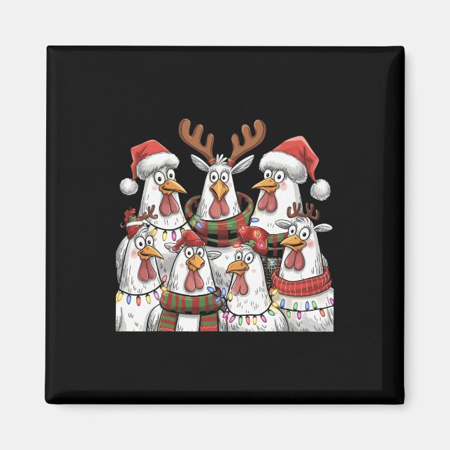 Funny Chicken Christmas Lights Farm Animal Cute Xm Magnet (Front)