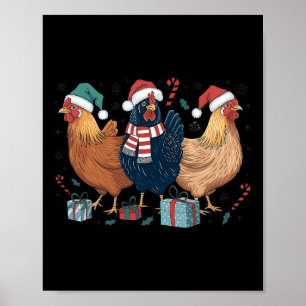 Funny Chicken Christmas Lights Farm Animal Cute Xm Poster