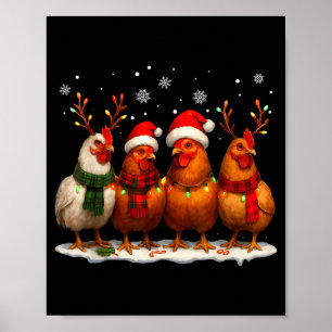 Funny Chicken Christmas Lights Farm Animal Cute Xm Poster