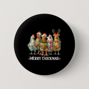 Funny Chicken Christmas Lights Farm Animal Xmas Ho 2 Inch Round Button