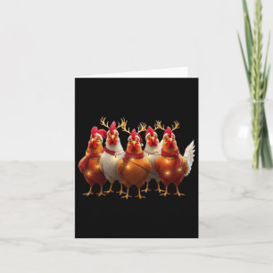 Funny Chicken Christmas Lights Farm Cute Animal Xm Card