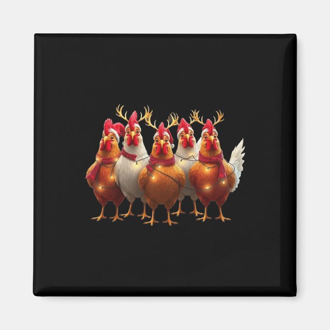 Funny Chicken Christmas Lights Farm Cute Animal Xm Magnet (Front)