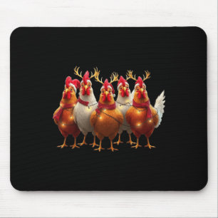 Funny Chicken Christmas Lights Farm Cute Animal Xm Mouse Pad