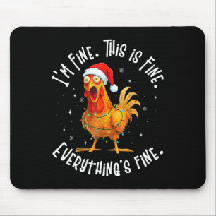 Funny Chicken Christmas Lights I'm Fine This Is Fi Mouse Pad