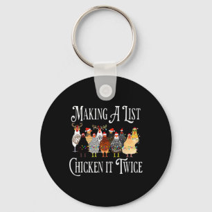 Funny Chicken Christmas, Making A List Chicken It  Keychain