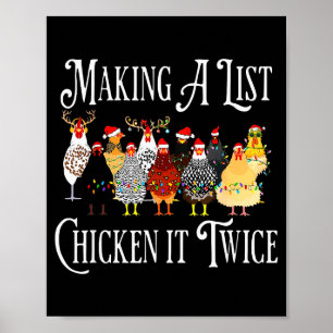 Funny Chicken Christmas, Making A List Chicken It  Poster
