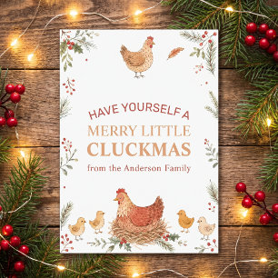 Funny Chicken Christmas Photo Merry Cluckmas Holiday Card