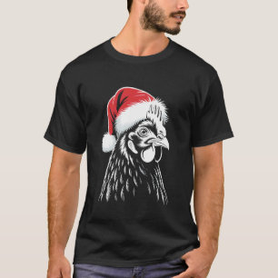 Funny Chicken Christmas Santa Hat Farmer for Men W T-Shirt