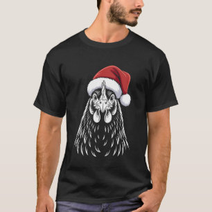 Funny Chicken Christmas Santa Hat Farmer for Men W T-Shirt