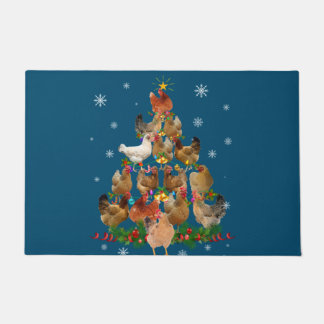 Funny Chicken Christmas Tree Pet Chicken Lover Doormat