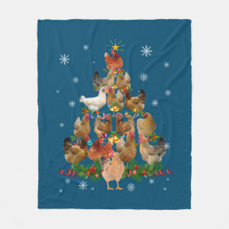 Funny Chicken Christmas Tree Pet Chicken Lover Fleece Blanket
