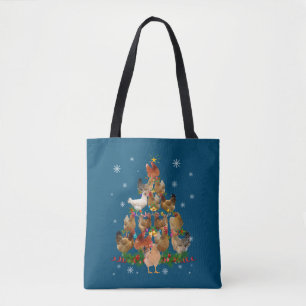 Funny Chicken Christmas Tree Pet Chicken Lover Tote Bag