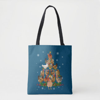 Funny Chicken Christmas Tree Pet Chicken Lover Tote Bag
