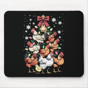 Funny Chicken Christmas Tree Poultry Farm Animal L Mouse Pad