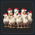 Funny Chicken Christmas, Xmas Animal Lover Gift Square Sticker<br><div class="desc">Christmas animals,  Christmas farm,  farm animals,  Christmas shirt,  Christmas sweatshirt,  chicken Christmas,  cow Christmas,  farmer Christmas,  holiday animals,  farm animals shirt,  Christmas gift,  animal lover gift,  funny Christmas,  chicken lover gift, </div>