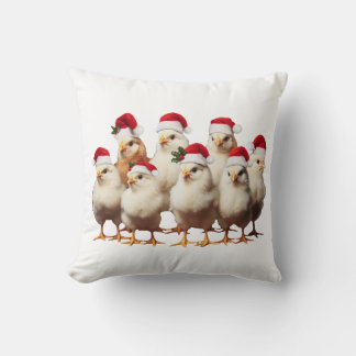 Funny Chicken Christmas, Xmas Animal Lover Gift Throw Pillow