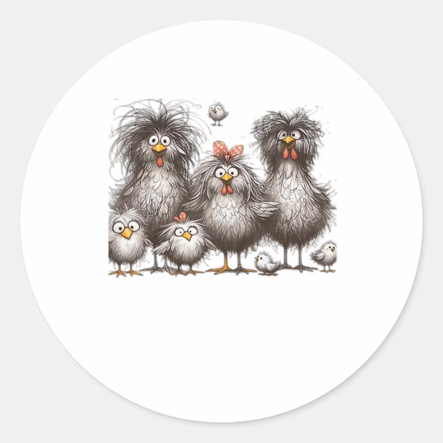 Funny Chicken Classic Retro Style Classic Round Sticker (Front)