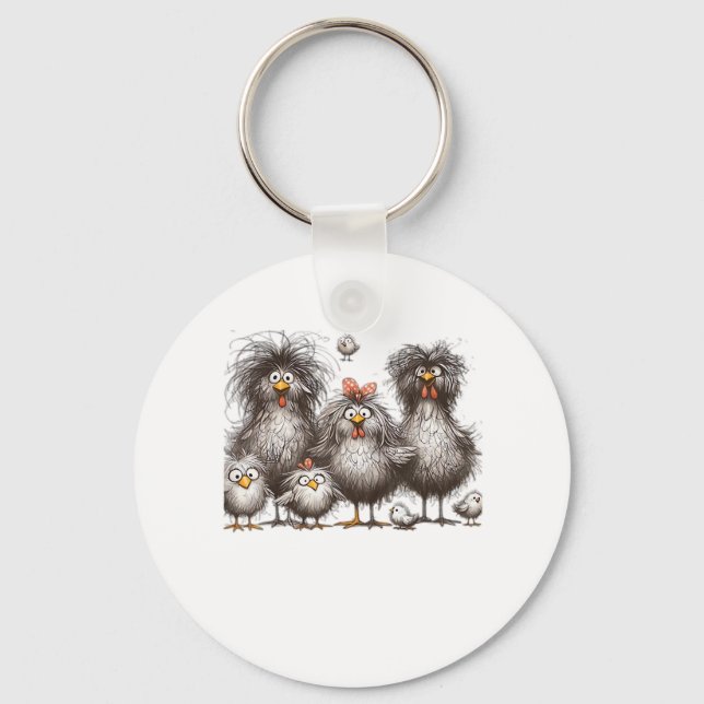 Funny Chicken Classic Retro Style Keychain (Front)