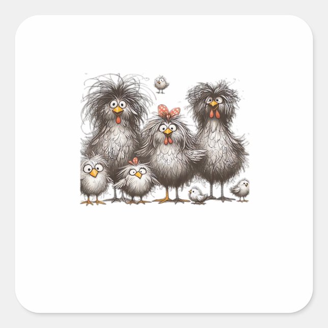 Funny Chicken Classic Retro Style Square Sticker (Front)