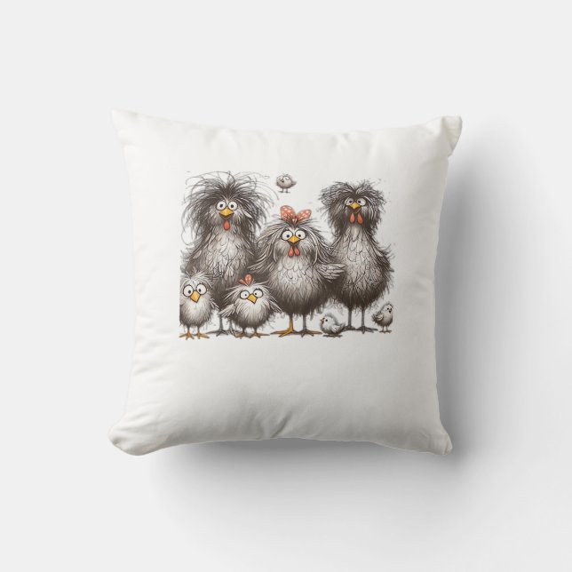 Funny Chicken Classic Retro Style Throw Pillow (Front)