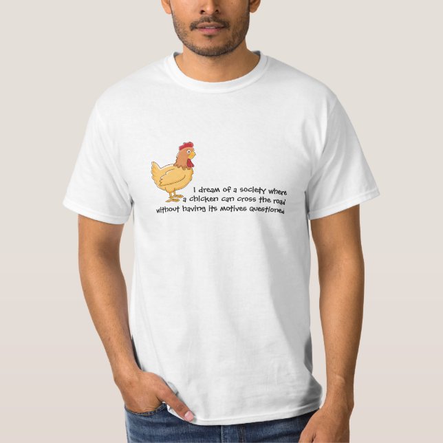 Funny Chicken Crossing Road T-Shirt (Front)