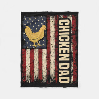 Funny Chicken Dad Retro Usa Flag Poultry Farmer Fa Fleece Blanket