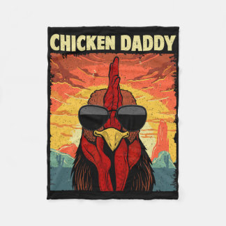 Funny Chicken Daddy Design For Dad Men Farmer Chic Fleece Blanket