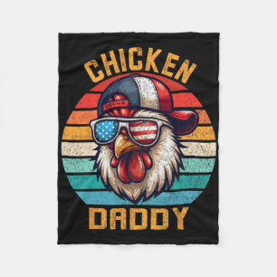 Funny Chicken Daddy Farmer, Fathers Day Mens, Vint Fleece Blanket