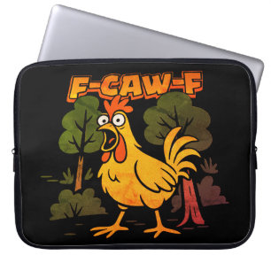 Funny Chicken Design – F-Caw-F Cartoon Animal Humo Laptop Sleeve