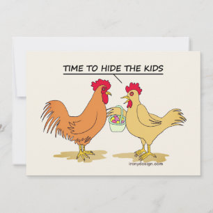 Funny Chicken Easter Egg Hunt Cartoon Comic