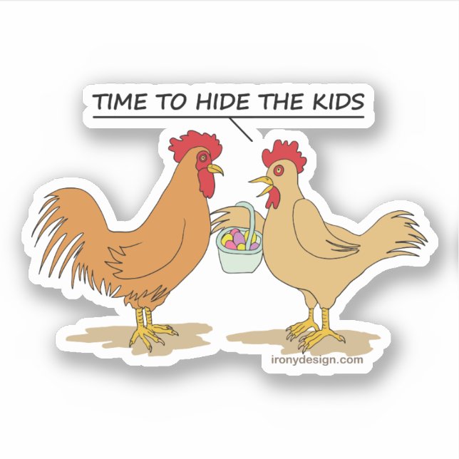 Funny Chicken Easter Egg Hunt Cartoon Contour Cut (Front)