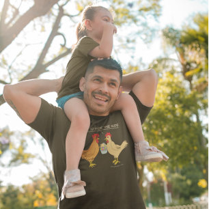 Funny Chicken Easter Egg Hunt Cartoon Dark T-Shirt