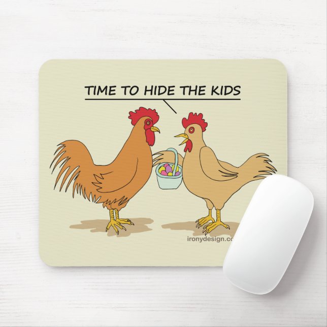 Funny Chicken Easter Egg Hunt Cartoon Mouse Pad (With Mouse)