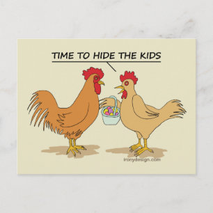 Funny Chicken Easter Egg Hunt Cartoon Postcard