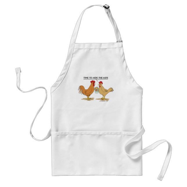 Funny Chicken Easter Egg Hunt Cartoon Standard Apron (Front)